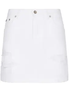 Джинсовая юбка мини с эффектом потертости DOLCE & GABBANA, белый