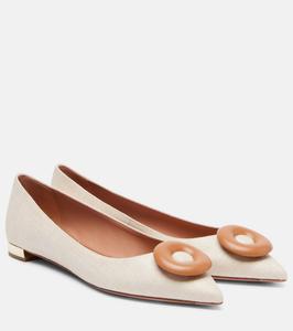 Балетки с отделкой из кожи Hoop Aquazzura, Natural/Light Caramel