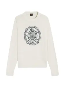 Джемпер с интарсией Boss, бежевый