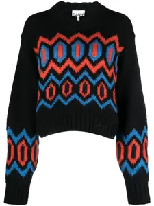 Джемпер с узором GANNI, черный