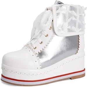 SaraIris милые ботильоны на платформе, шнуровка для косплей-брогов, ботинки на танкетке, 2 Silber