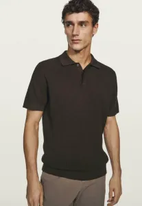 Поло с фактурным вязаным воротником Massimo Dutti, Dark Brown
