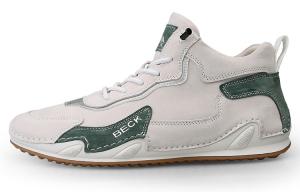 Антискользящие износостойкие высокие повседневные кроссовки мужские BECK, бело-зеленые
