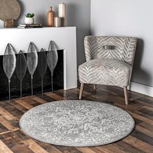 Ковер для пола nuLOOM, 183 x 183 см, Odell Faded Vintage, круглый, Silver