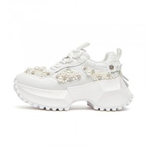 KEDDO Низкие массивные кроссовки для увеличения роста из древних времен, женские, белые