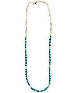 Крупное колье из золотистой бирюзы и амазонита длиной 30 дюймов Minu Jewels, turquoise