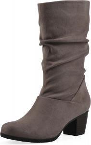 CLIFFS BY WHITE MOUNTAIN Ботинки до середины голени с блочным каблуком, сборками и мягкой подкладкой White Mountain Women's Angelie