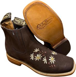 Женские ковбойские ботильоны Dona Michi Western с цветочным узором для родео, полуботинки/по щиколотку, ботинки VAQUERO DAMA, сделано в Мексике, Moca