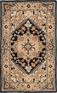 Ковер SAFAVIEH, 61 x 92 см, Heritage Collection, Black & Gold, ручной работы, традиционный восточный медальон из шерсти, идеально для помещений с высокой проходимостью: прихожая, гостиная, спальня (HG625Z)