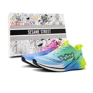 SESAME STREET Амортизирующие противоскользящие износостойкие дышащие легкие низкие кеды для бега унисекс - розовый зеленый микс [гоночная версия]