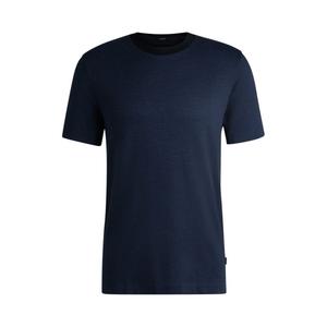 Футболка из мерсеризованного хлопка с контрастным воротником BOSS, темно-синий
