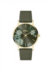 s.Oliver Наручные часы с красивыми цветочными деталями зеленого цвета