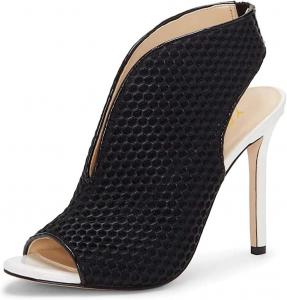 Женские туфли YDN с открытым носком, ремешком на пятке, высоким каблуком-стилето, сандалии, ботильоны с вырезами для вечеринки и офиса, размеры 4-15 США, Black White