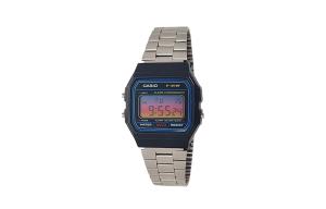 CASIO Мужские часы Retrofit Series с кварцевым механизмом, стальной браслет, черный циферблат
