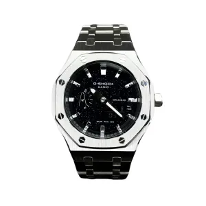 CASIO Мужские часы Retrofit Series GA2100 Collection Quartz Movement Stainless Steel Watchband с черным циферблатом