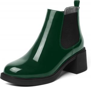 Женские модные ботильоны ROSERWISH с круглыми носками, эластичной шнуровкой, удобным массивным низким каблуком 2,5 дюйма