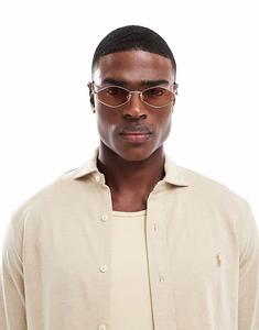 Солнцезащитные очки в шестиугольной оправе из золотистого металла с коричневыми линзами Asos Design