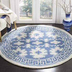Ковер SAFAVIEH, 153 x 153 см, Bella Collection, круглый, Blue & Ivory, ручной работы из шерсти, идеален для помещений с высокой проходимостью в гостиной, спальне (BEL132A)