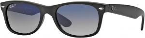 Солнцезащитные очки Ray-Ban RB2132 поляризованные New Wayfarer квадратной формы для мужчин и женщин + комплект с аксессуарами, Matte Black/ Blue Gradient Grey Polarized