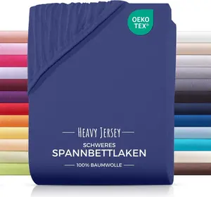 Простыня на резинке из плотного джерси 140x200 темно-синего цвета Carpe Sonno