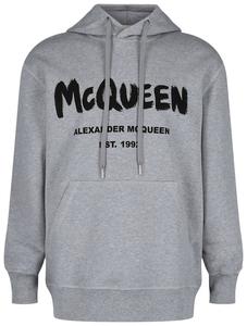 Толстовка с капюшоном Alexander McQueen с граффити-логотипом, серый