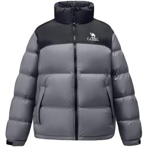 CAMEL Утепленная ветрозащитная пуховая куртка унисекс с цветными блоками, Inkstone Gray/Phantom Black