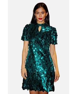 Женское платье-туника с короткими рукавами и пайетками Yumi, Green