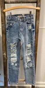 Детские потертые джинсы с высокой посадкой в синем цвете Vintage Havana