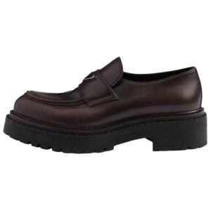 PRADA Двойные лоферы 6 см мужские темно-коричневые