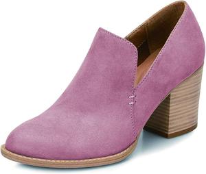 Женские ретро-ботильоны FSJ с высокими массивными каблуками, на липучке, с круглым закрытым носком, короткие ботинки из искусственного замша, туфли с вырезом V, лоферы для женщин, осенне-зимние удобные офисные туфли, размер 4-15 US, Pink