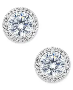 Серьги-Гвоздики в оправе из кубического циркония серебристого оттенка, созданные для Macy's Eliot Danori, silver