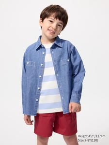 Рубашка из шамбре Uniqlo, 66 blue