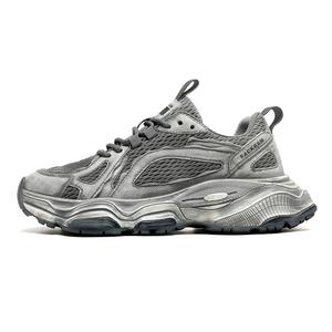 Винтажные потертые дышащие нескользящие массивные кроссовки low top для мужчин с увеличенной высотой OUBT, серый