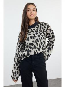 Trendyol Свитер светло-серого/черного цвета