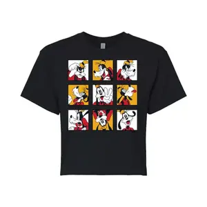 Укороченная футболка с принтом в сетку для подростков «Микки Маус и его друзья» Disney, черный