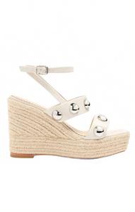 Cinq a sept Женские сандалии-эспадрильи Georgia Studded Wedge Espadrille Sandal жемчужного цвета
