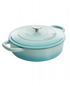 Чугунная кастрюля-жаровня Artisan объемом 5 кварт (около 1,8 литра) с крышкой из борасиликатного стекла - красная Crock Pot, Aqua blue