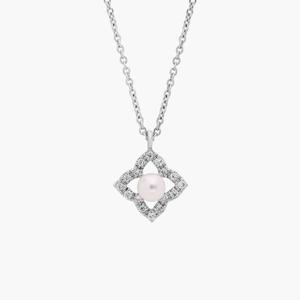 Миниатюрная цветочная подвеска из пресноводного культивированного жемчуга и бриллиантов из 14-каратного белого золота Blue Nile