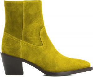 Женские ботильоны, заостренный носок, массивный каблук, боковая молния, стильные нарядные ботинки OAKUMSAS, Yellow