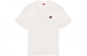 Вышитая футболка Lucky Tiger KENZO, серо-белая