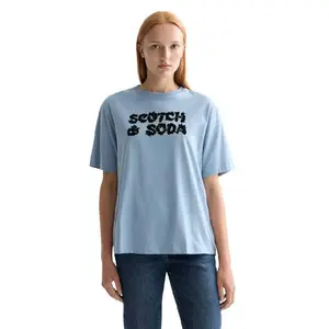 Футболка с коротким рукавом Scotch & Soda Leopard Artwork Loose Fit, синий