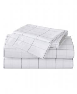 Комплект постельного белья из 100% хлопкового перкаля с принтом, 3 предмета, размер Twin Eddie Bauer, Northern Plaid Grey