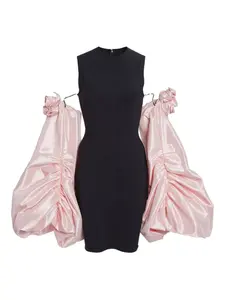 Платье с рукавами из тафты Coperni, черный