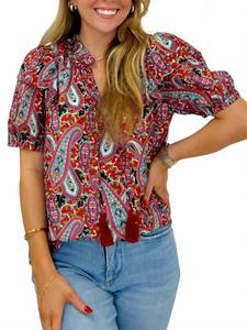 Топ Camila с расклешенными рукавами в красном цвете Joy Joy