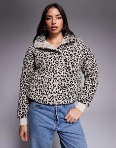 Флисовая куртка Barbour International Harley с леопардовым принтом бежевого и черного цветов