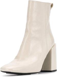 Женские закрытые ботильоны YDN с квадратным носком, на среднем высоком массивном каблуке, с боковой молнией, удобные, формальные, зимние, без шнуровки, Ivory