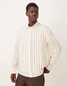 Свободная рубашка в коричневую фактурную полоску Asos Design