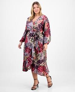 Платье большого размера с оборками по низу и принтом, имитирующим запах Tahari ASL, Multi Leopard