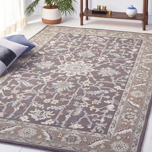Ковер SAFAVIEH, 153 x 244 см, Blossom Collection - Dark Grey & Light Brown, ручной работы из шерсти, идеален для помещений с высокой проходимостью в гостиной, спальне (BLM217A)