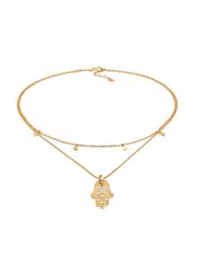 Elli Колье из серебра 925 пробы с изображением руки Хамса, круга и диска в золотой оправе